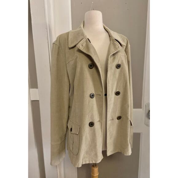 TALBOTS Stretch Cream Cotton Velvet Peacoat sz 18 - Picture 3 of 12